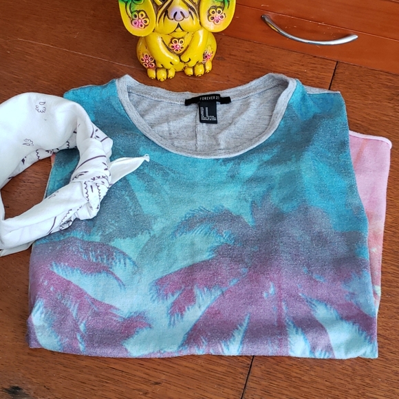 F21 Beachy Vibes Cut-Out Tank - Palm Treeeeees - M - Picture 11 of 12